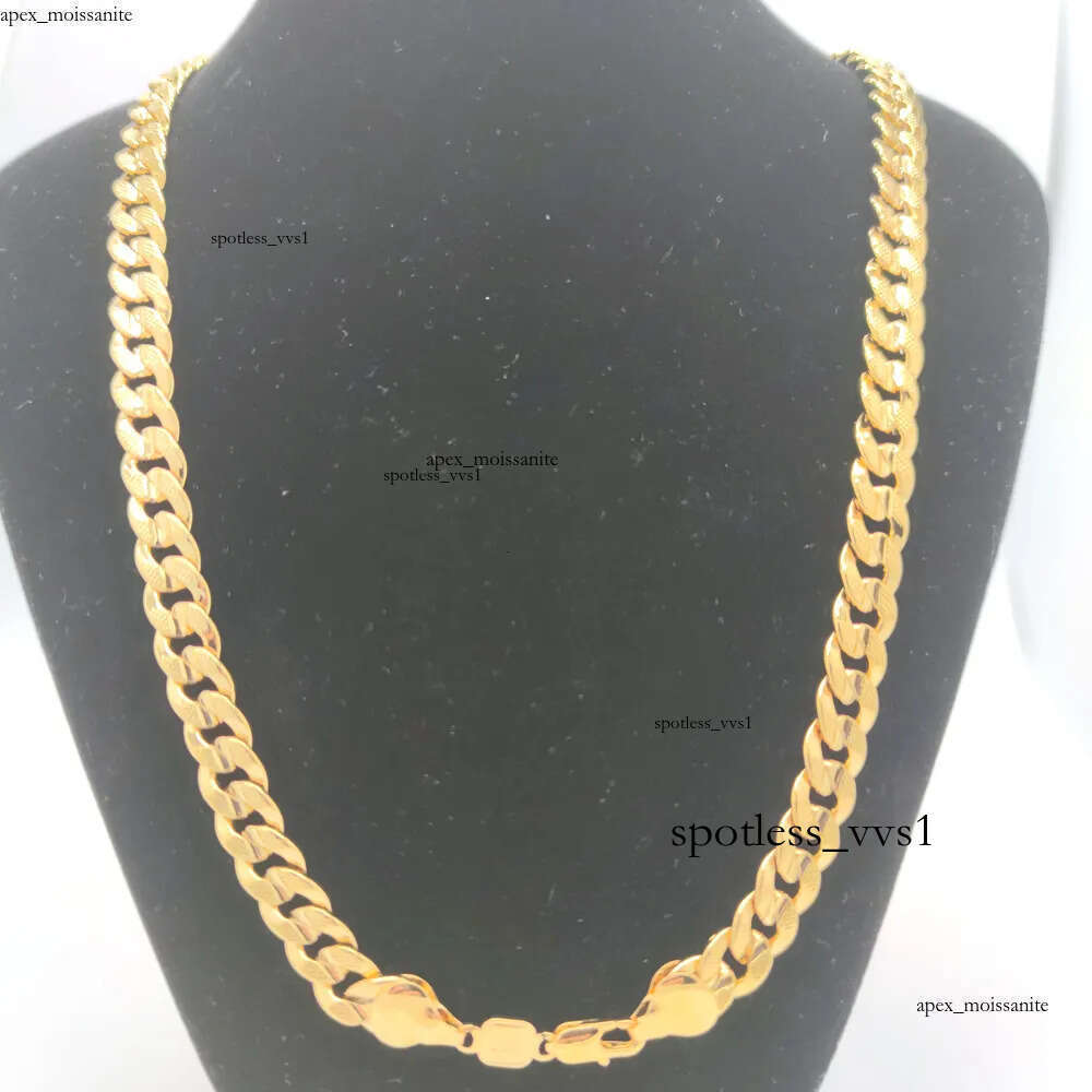 Handmade Dubai Men's Cuban Link Chain Necklace In 18 k Stamped Gold Filled Pave Curb
