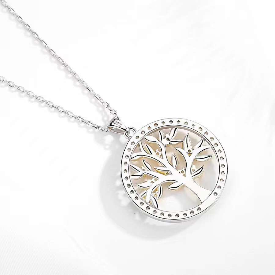 S925 Sterling Silver Tree of Life Necklace for Women Inlaid Diamond European American Style Creative Artistic Pendant Jewelry
