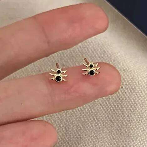 Real 925 Sterling Silver Zircon Small Cute Spider Stud Earrings for Women Mini Insect Fine Jewelry Minimalist Accessories