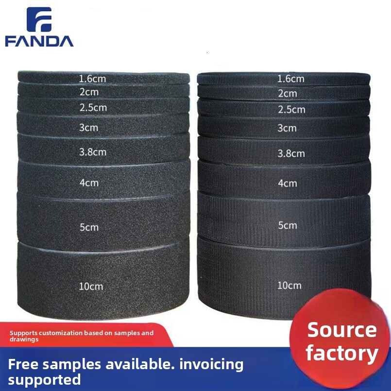 Polyester Side Colorful Clothing Bag Velcro Tape Black White 1.6-20cm Hook and Loop Fastener