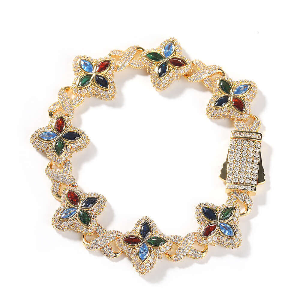 Uwin Full Leaf Bracelet Marquise Multicolor Iced Out CZ Infinite Chain Bracelets Punk Jewelry