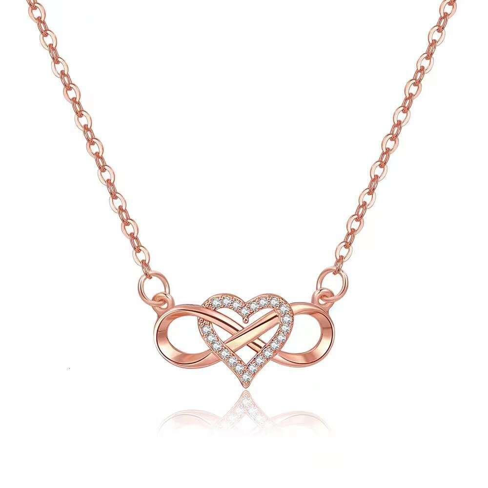 Sterling Silver Zircon Infinity Heart Couple Necklace Personalized Versatile Simple Jewelry for Women Hot New Arrival