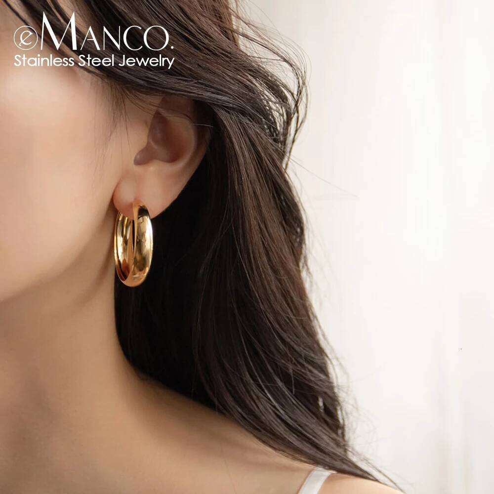 eManco Stainless Steel Ear Hoop Women Earrings Men Punk Hiphop Gift Fashion Jewelry Piercing Accessories