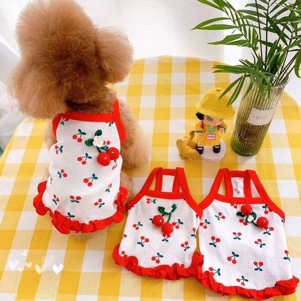 Cute Cherry Clothing Small Summer Cooling Vest Falbala Pet for Dog Breathable Soft Cat Clothes 26L0104