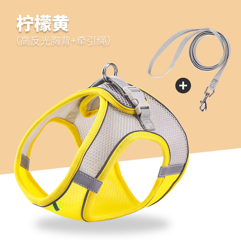 Cat leash anti slip vest style breathable reflective pet chest harness small dog walking cat leash pet supplies
