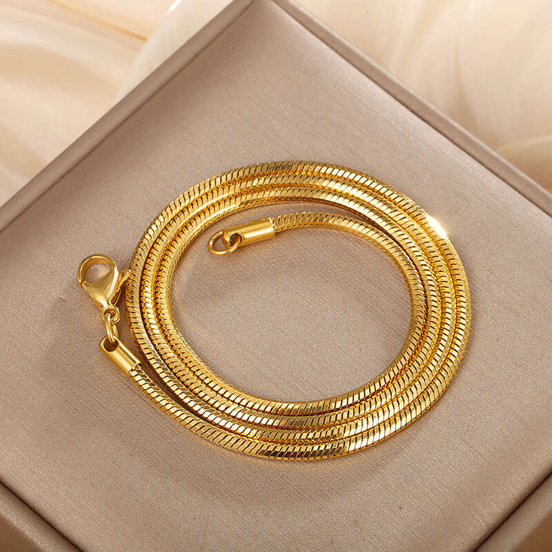 Brand Jewelry 316 Stainless Steel Snake Bone Necklace for Women Simple Versatile Pendant Collarbone 18K Plated gold Chain Niche design jewelry