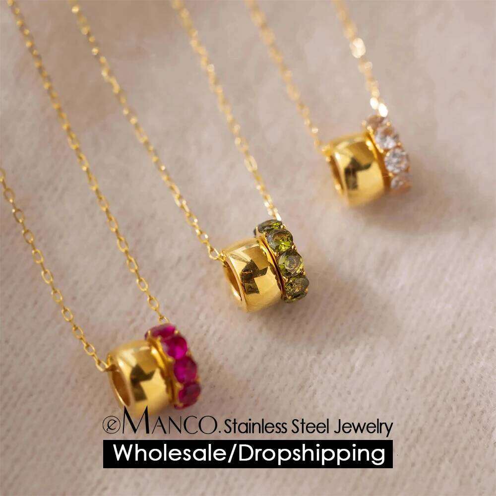 eManco New Trendy Gold Plated Pendant Necklaces For Women Female Stainless Steel Clavicle Chain Jewelry Girls Party Gift