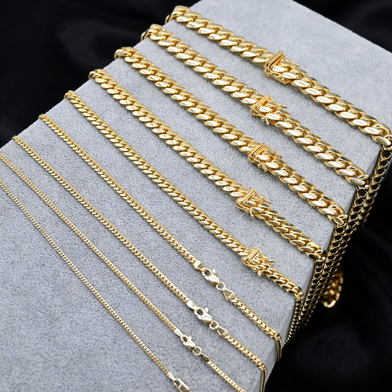 cuban chainSOLID 14K Real Gold Miami Cuban Link Chain 14K Gold Chain Gold Men Ladies Heavy Chain Necklace