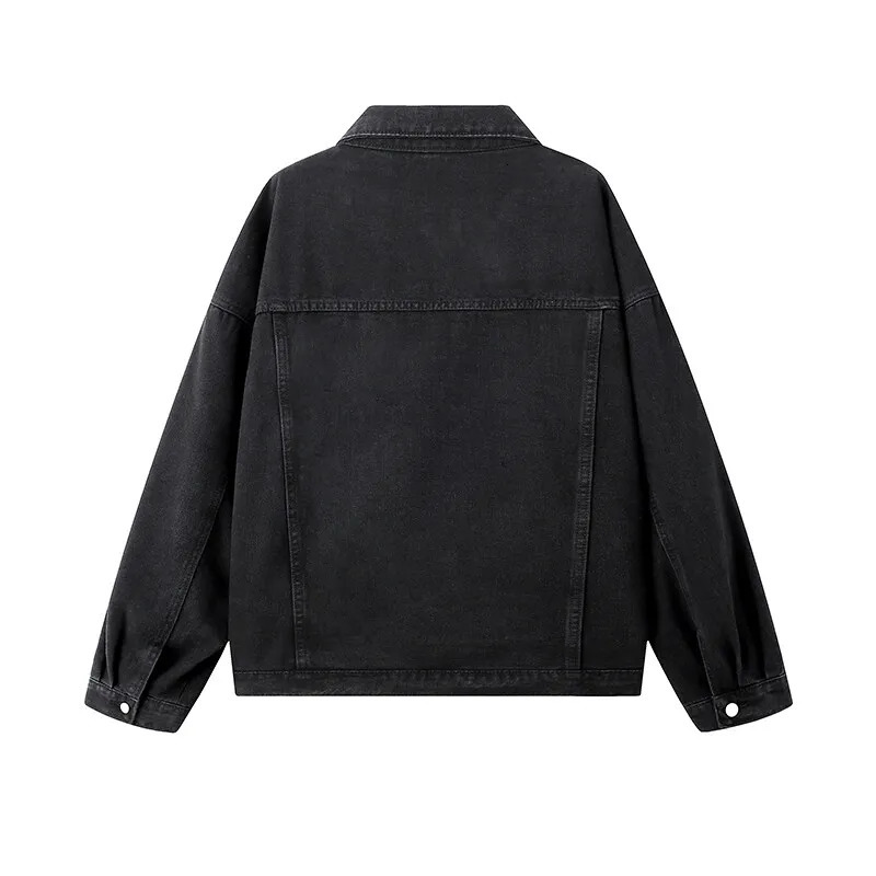 Spring Autumn Mens Singlebreasted Blue Denim Jacket Solid Color Retro Loose Outerwear Korean Fashion Jeans Jackets Streetwear 251230