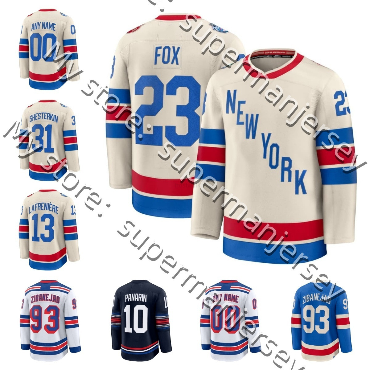 2026 10 Artemi Panarin NY Ranger hockey jersey 8 JT Miller Adam Fox Igor Shesterkin Mika Zibanejadd Vincent Trocheck Alexis Lafreniere Borgen C