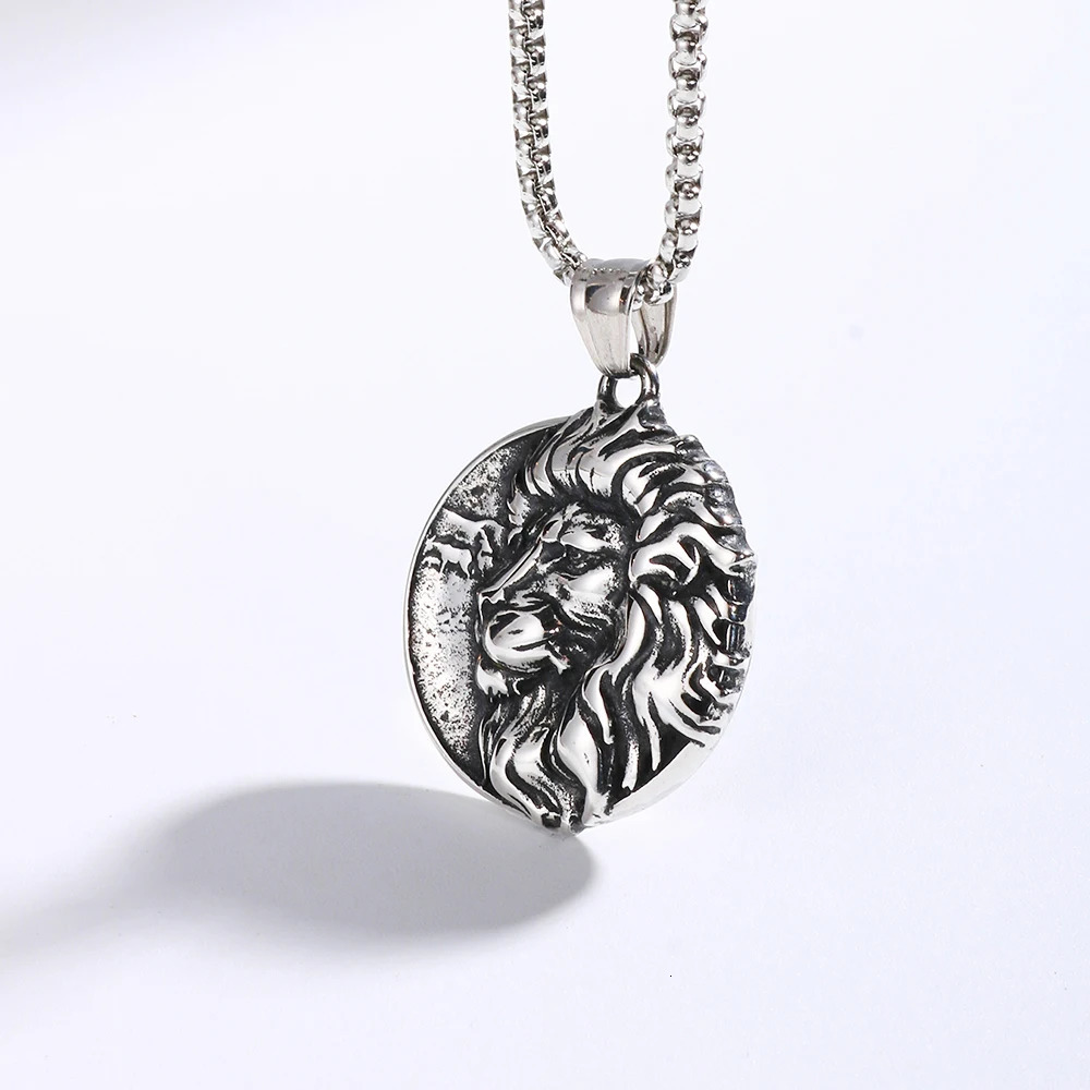 1PC Mens Stainless Steel Animal Wolf Pendant Necklace for Men Fadeless Tiger Lion Necklace Man Jewelry 251230