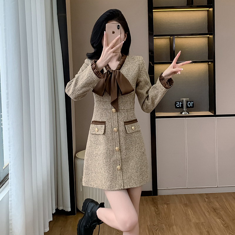 High-end Design High-end Socialite Tea Break Style Figure-hugging Dress A Feminine French-style Elegant Women's Dress In 2026 Autumn Style