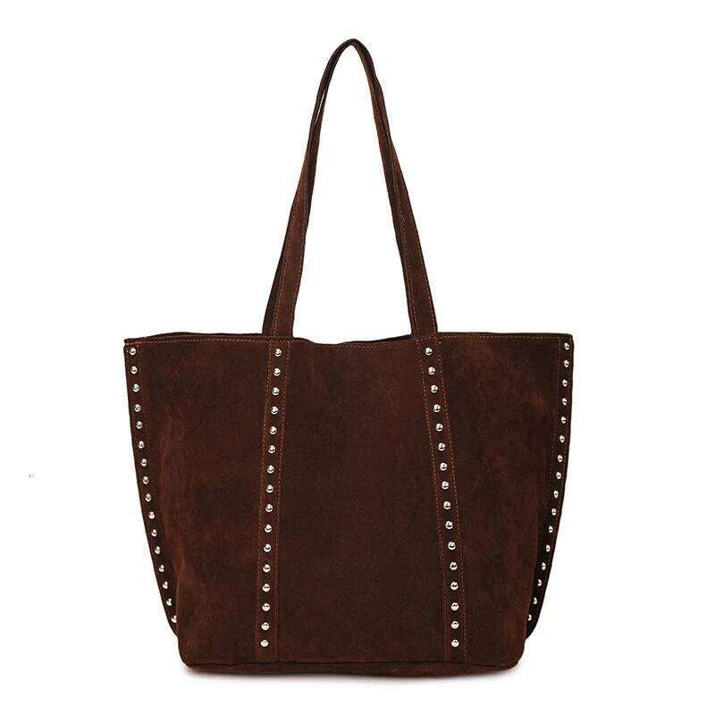 2026 Trendy Hot Sale Hasp Versatile Suede Shoulder Bags Large Capacity Fashionable Handbags For Women Sewing Thread