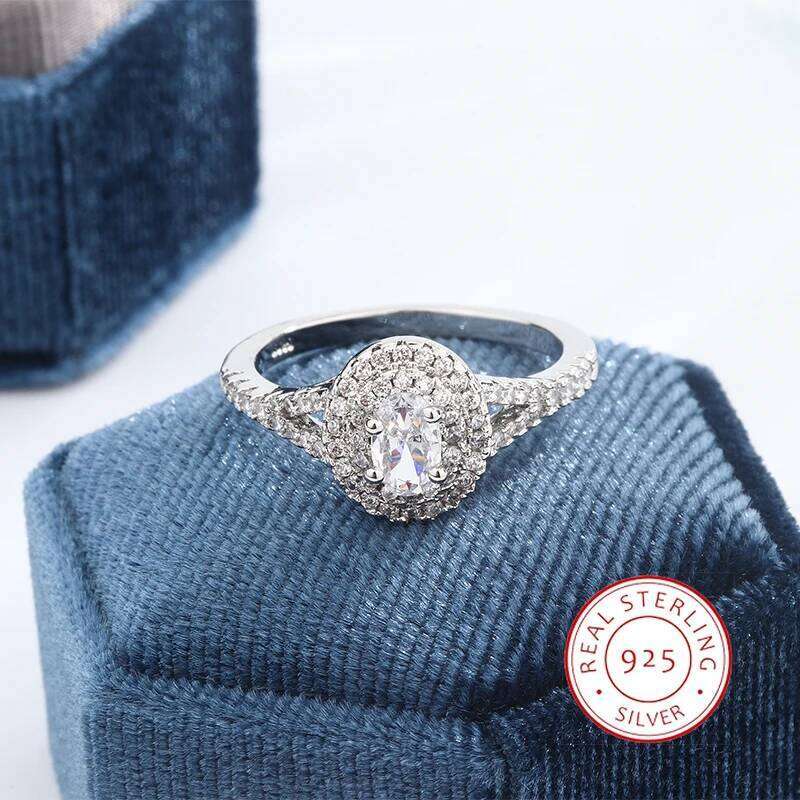 Exaggerated Full Diamond AAAA Zircon 925 Silver Plated Women's High Quality Engagement Ring Wedding Bride Jewelry Gift