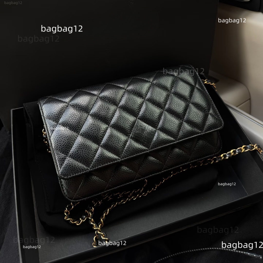 Designer Bag Classic Woc Bag Sheepskin Leather Mini Tweed Flap Bag Lady Chain Shoulder Caviar Cross Body Bag High Quality Inside Card Holder Wallet