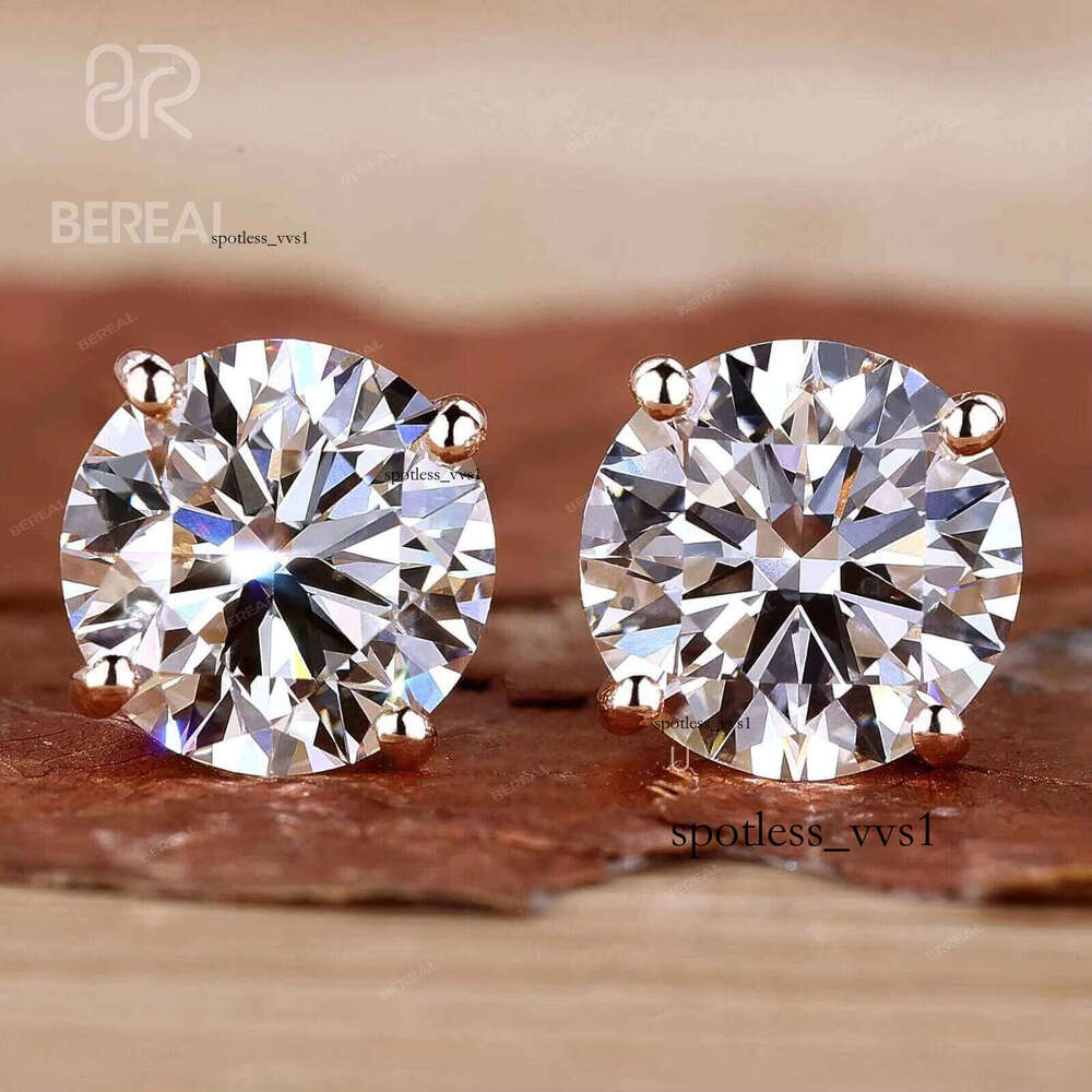 Custom Lab-Grown Earrings IGI Certified Round Vvs Lab-Created VVS Moissanite 18k Gold Studs Fine Jewelry