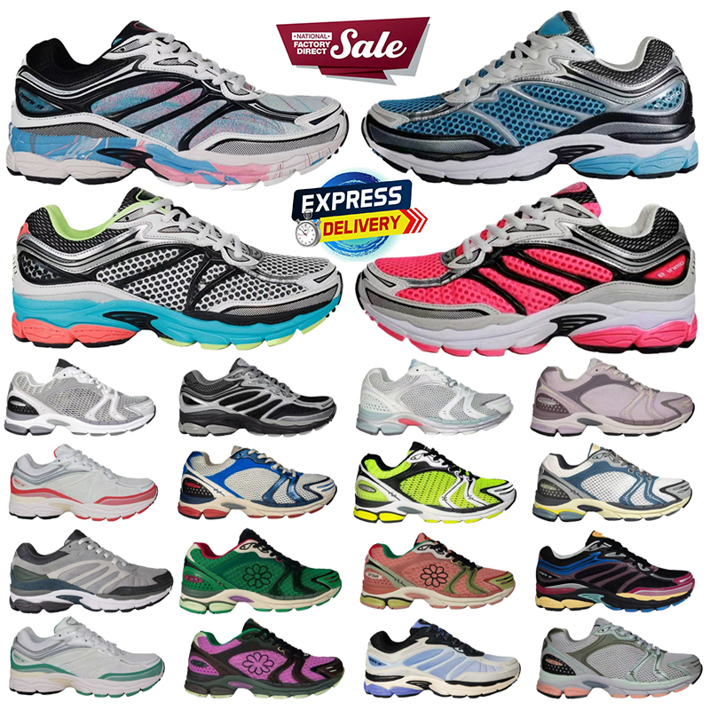 Sauconny Running Shoes Progrid Omni 9 Designer Shoes Sauconies Outdoor Trainers Shock Absorption Wear Resistant Thick Sole Grey White Navy Blue Sneakers