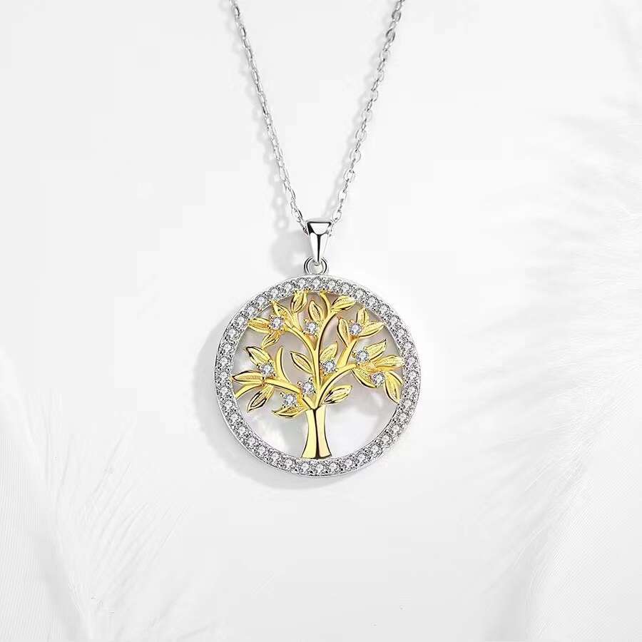 S925 Sterling Silver Tree of Life Necklace for Women Inlaid Diamond European American Style Creative Artistic Pendant Jewelry