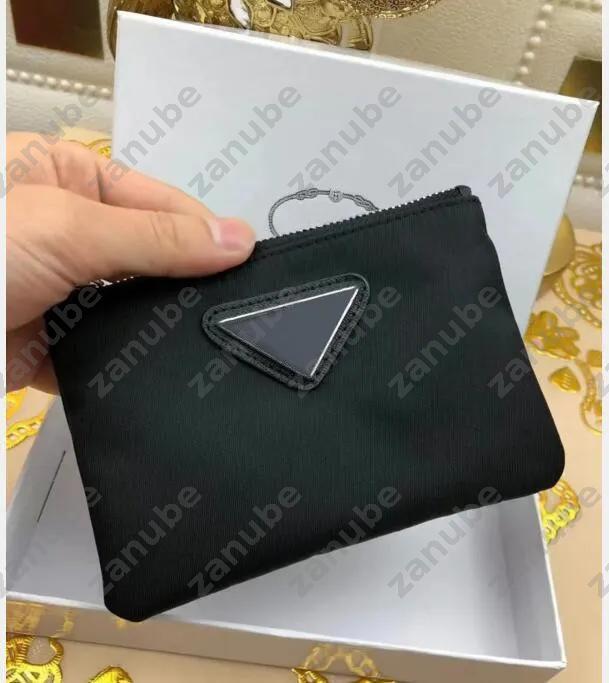 2026 Luxury Brand Keychains Black Nylon Canvas Mini Wallets For Men Women Zip Pocket Purse Card Holder Designer Charm Keyring Fashion Bag Accessories No Box