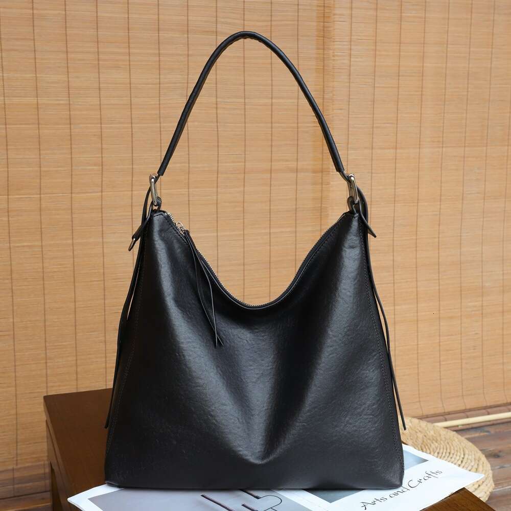 Luxury shoulder bag handbag Hobo genuine leather women's bag retro large capacity tote bag with crystal vegetable tanned cowhide cover, new cross