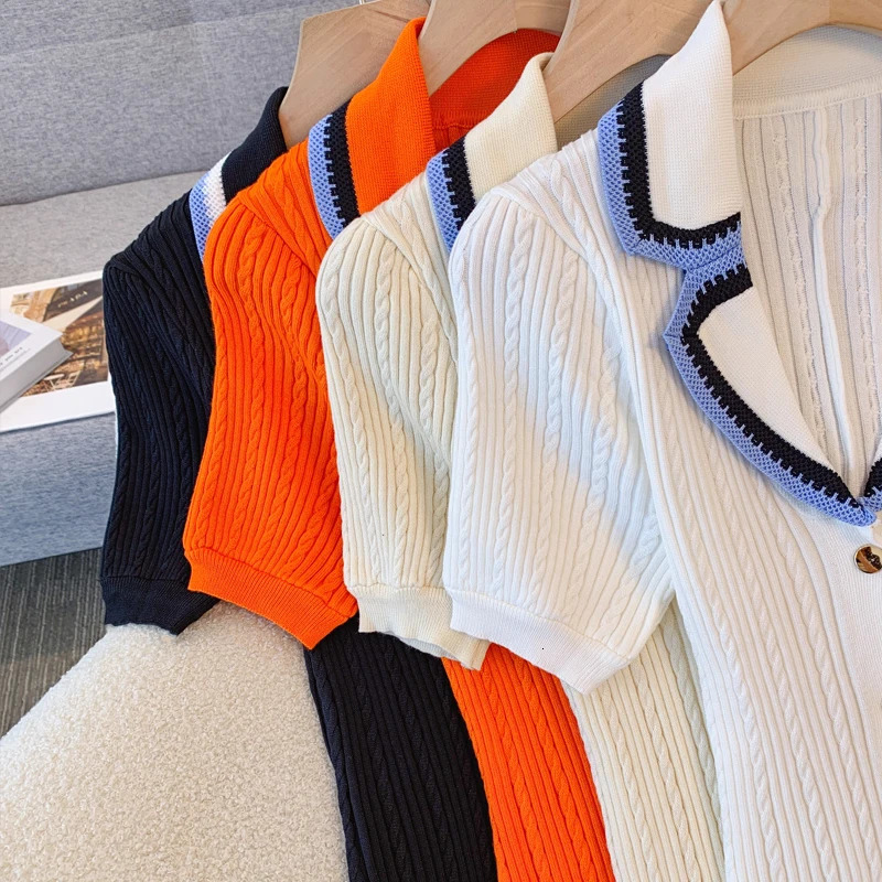 YuooMuoo Women Dress 2025 Fashion Contrast Color Collars A-line Knitted Maxi Dress Elegant Pockets Lady Robes Dropp 251225