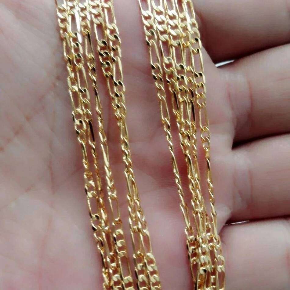 Exquisite Fashion 18K Gold Filled Necklace For Women Men Size 16-30 Inch Jewelry 4mm Figaro Chain Necklaces 26L0104