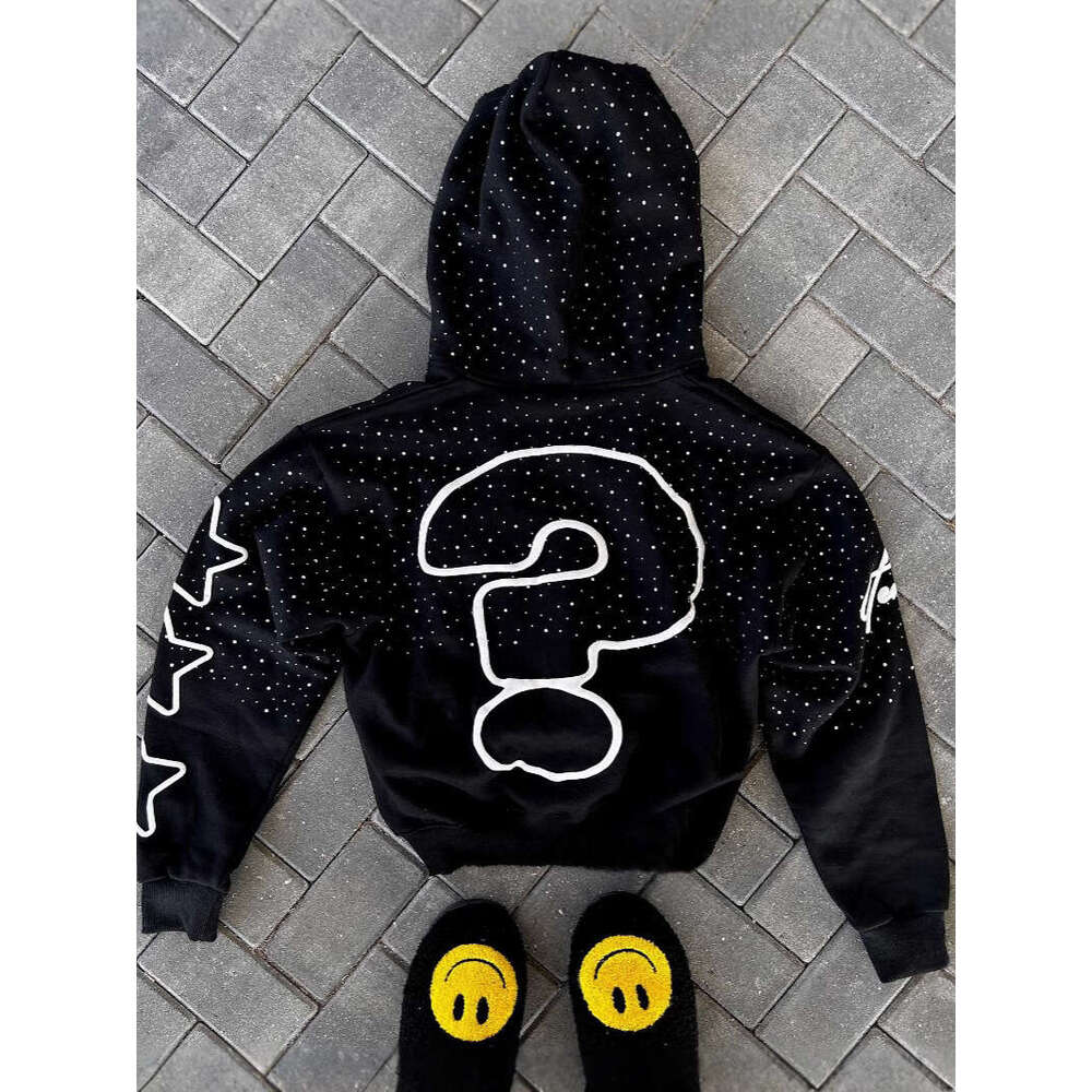 European and American Harajuku High Street Dark Style Letter Print Hoodie Personality High-end Loose Hip-hop Cardigan Top