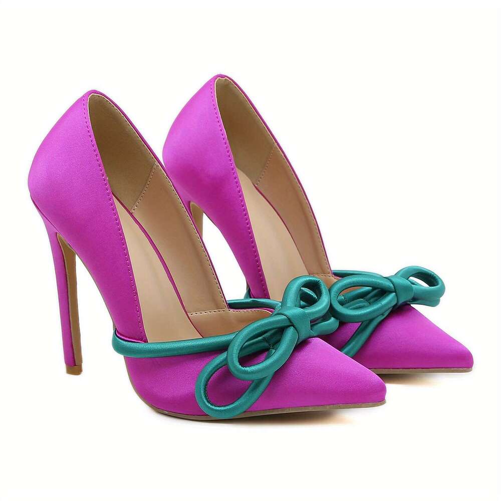 Elegant Multicolored Bow Women S Stiletto Pointed Toe Party Shoes MOJIDASHU