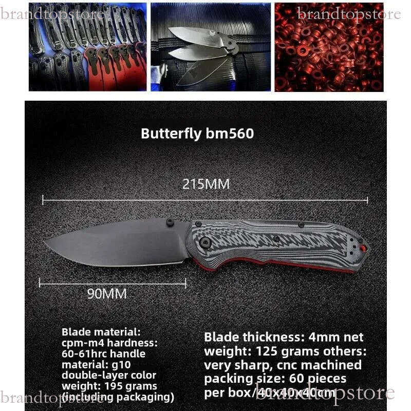 2Models 560 Freek Axis Folding Knife 3.54 Black Cerakoted CPM-M4 Plain Blade, G10 Handles - 560BK-1