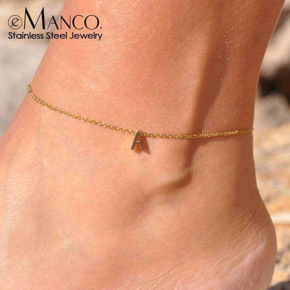 eManco Stainless Steel DIY Initials Anklet Simple Design Summer Fashion Ankle Jewelry 48 Hour Shipping Factory Direct