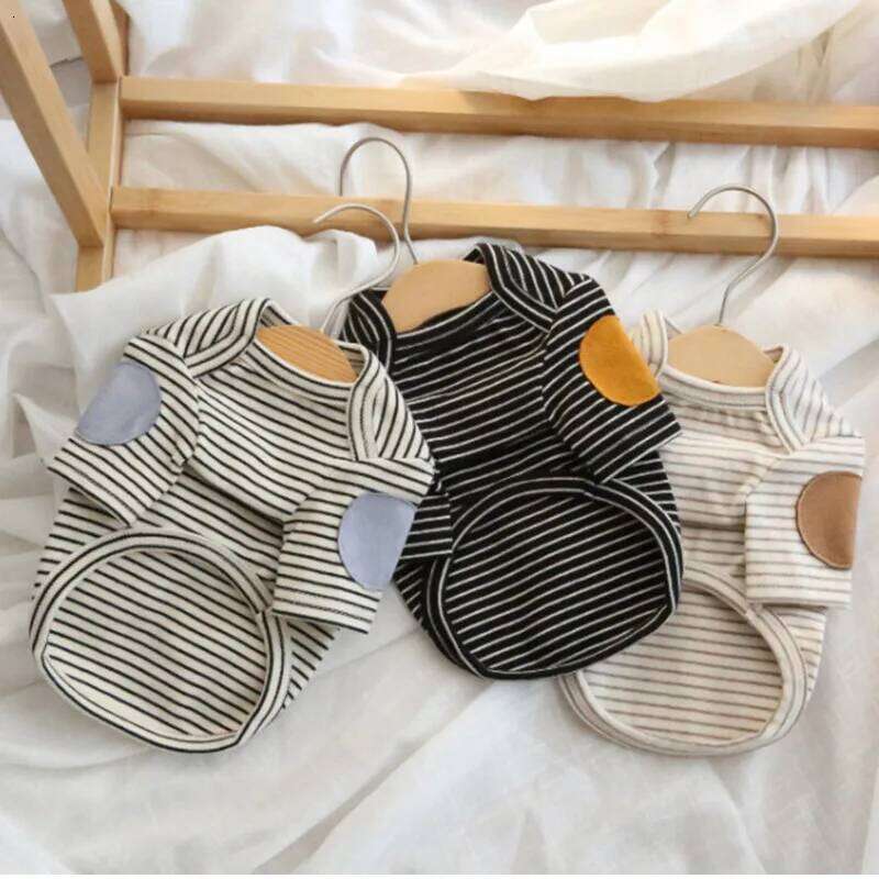 10PC/Lot Autumn Winter Dog Clothes for Small Dogs Sweatshirts Pet Striped Pullover Tshirts Puppy Hoodies 26L0104