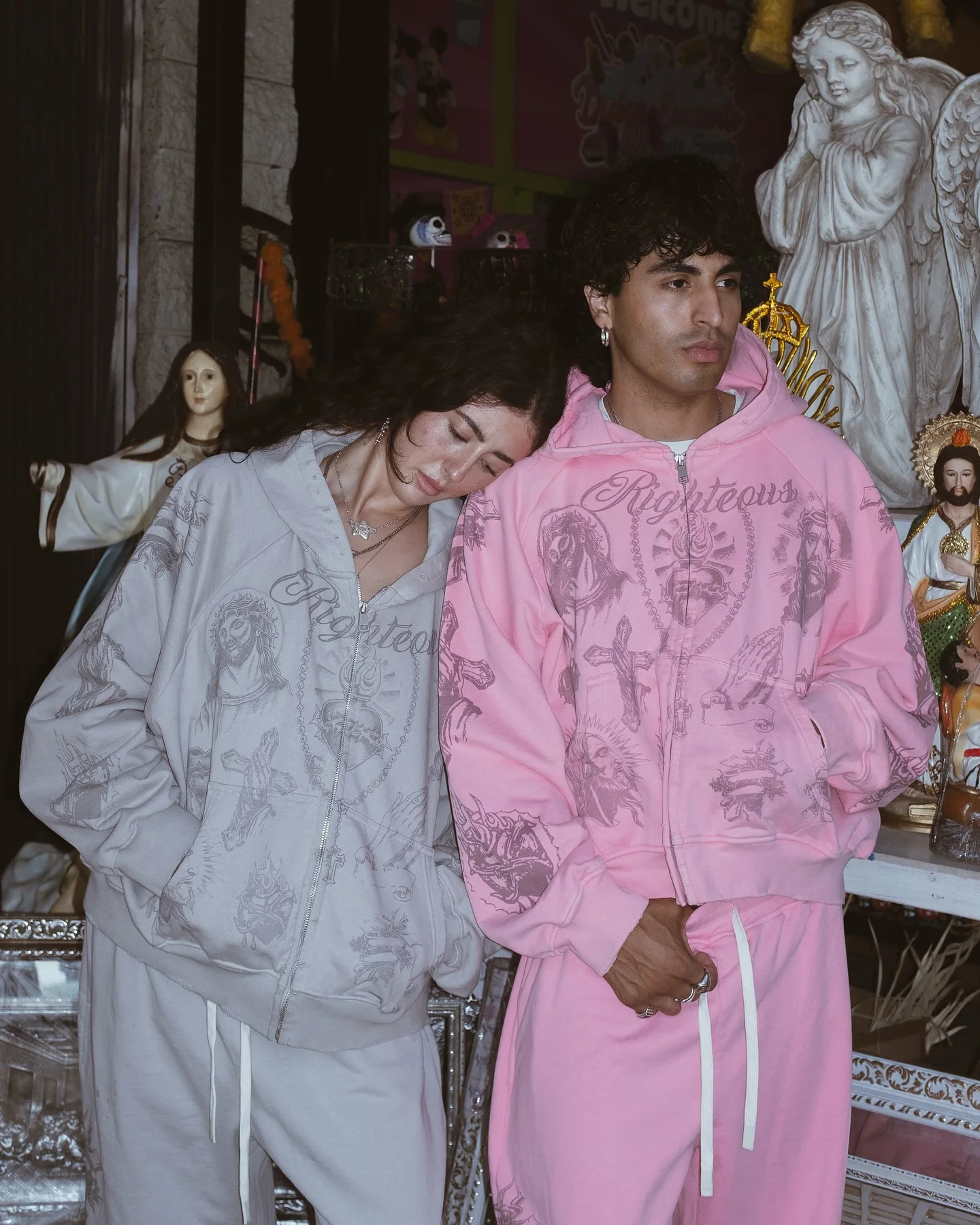 Tatted Believer Cropped Zip Up Sweatshirt and Sweatpants 2-piece Set Y2k Harajuku Men Women Tracksuit Hoodie Running Pants Suit 251225 C260312