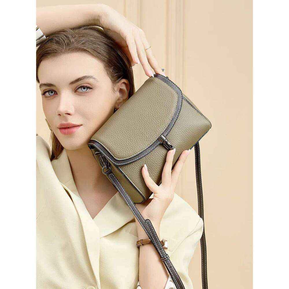 100% Genuine Leather Women's Small Square Crossbody First layer Cowhide Versatile Handbag For Women Single-shoulder Bag