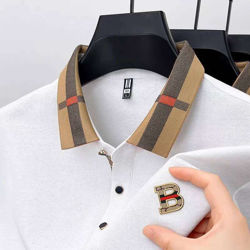 High end brand embroidered men's short sleeved pocket design polo shirt, summer new cool and breathable cotton casual T-shirt