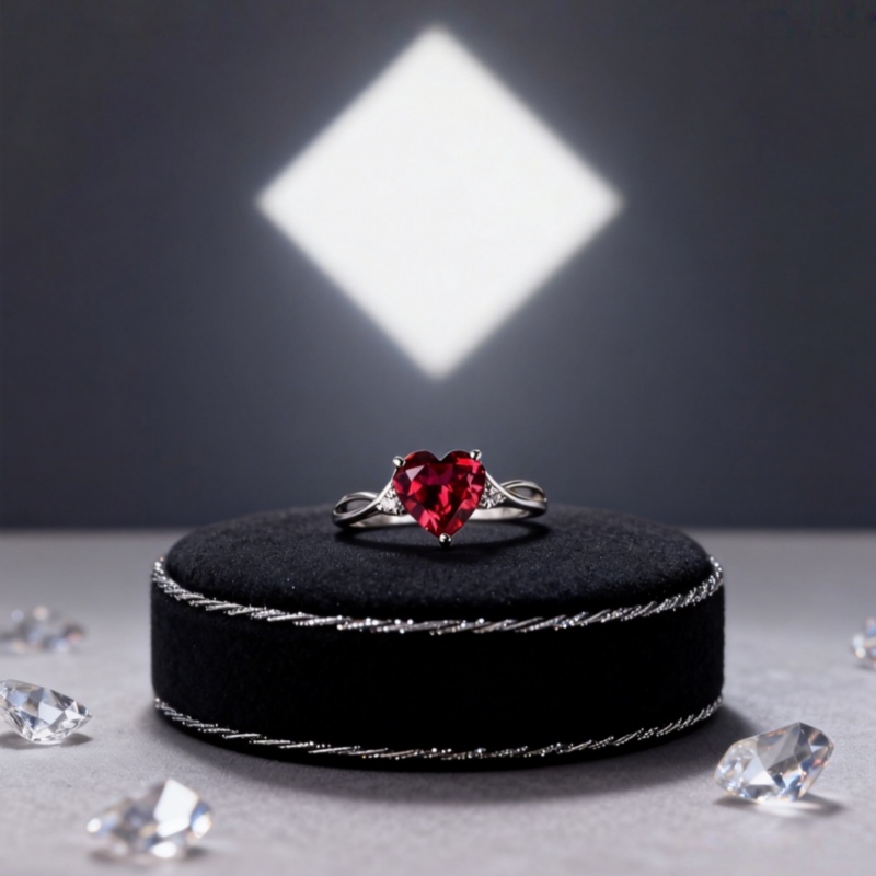 Valentine's Day Heart Ruby Ring Silver Tone Romantic Jewelry Hot Sale