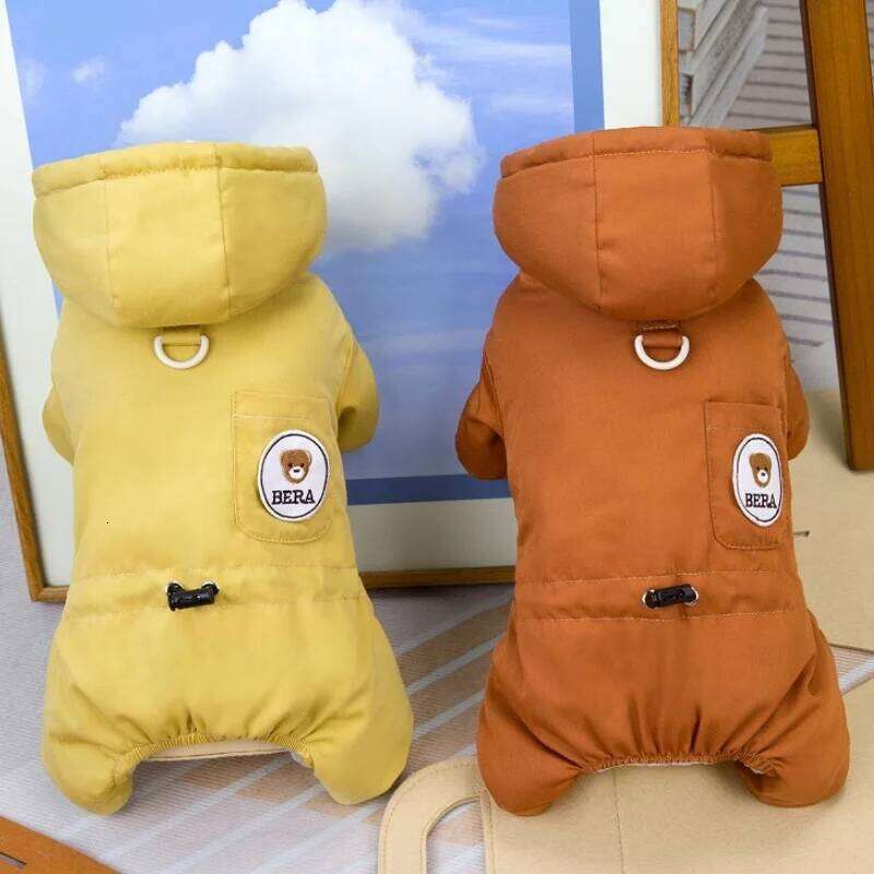 Luxury Warm Jumpsuit Winter Dog Clothes with D-Ring Thicken Soft Puppy Padded Coat Cute Print Cat Hoodies Pet Outfits 26N0104