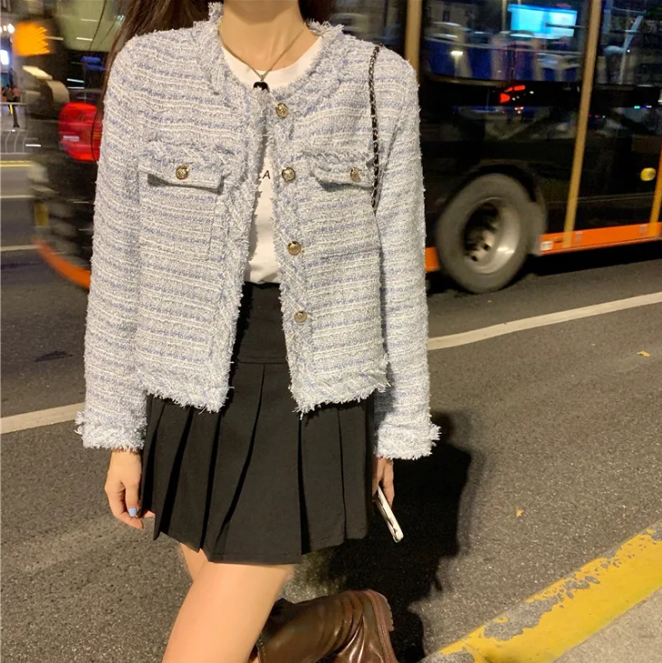 Designer Clothing French socialite tweed short coat for women 2026 Autumn/Winter New Style Slim and Elegant carded top for women free shipping