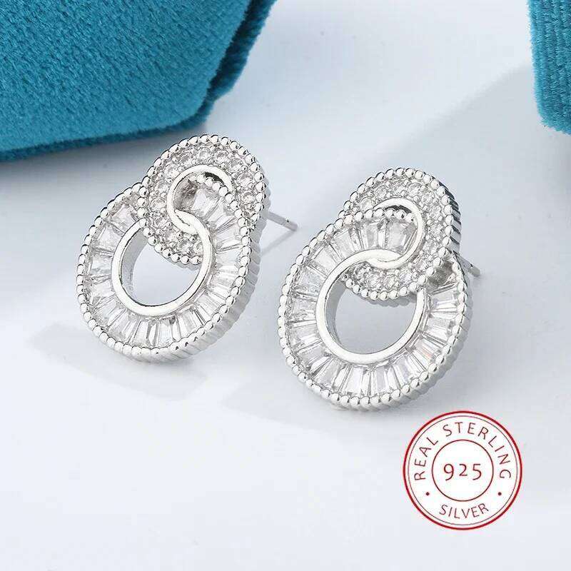 Classic 925 Silver Women High Quality Hoop Earrings Zircon Party Accessories for Everyday Wear with Jewelry