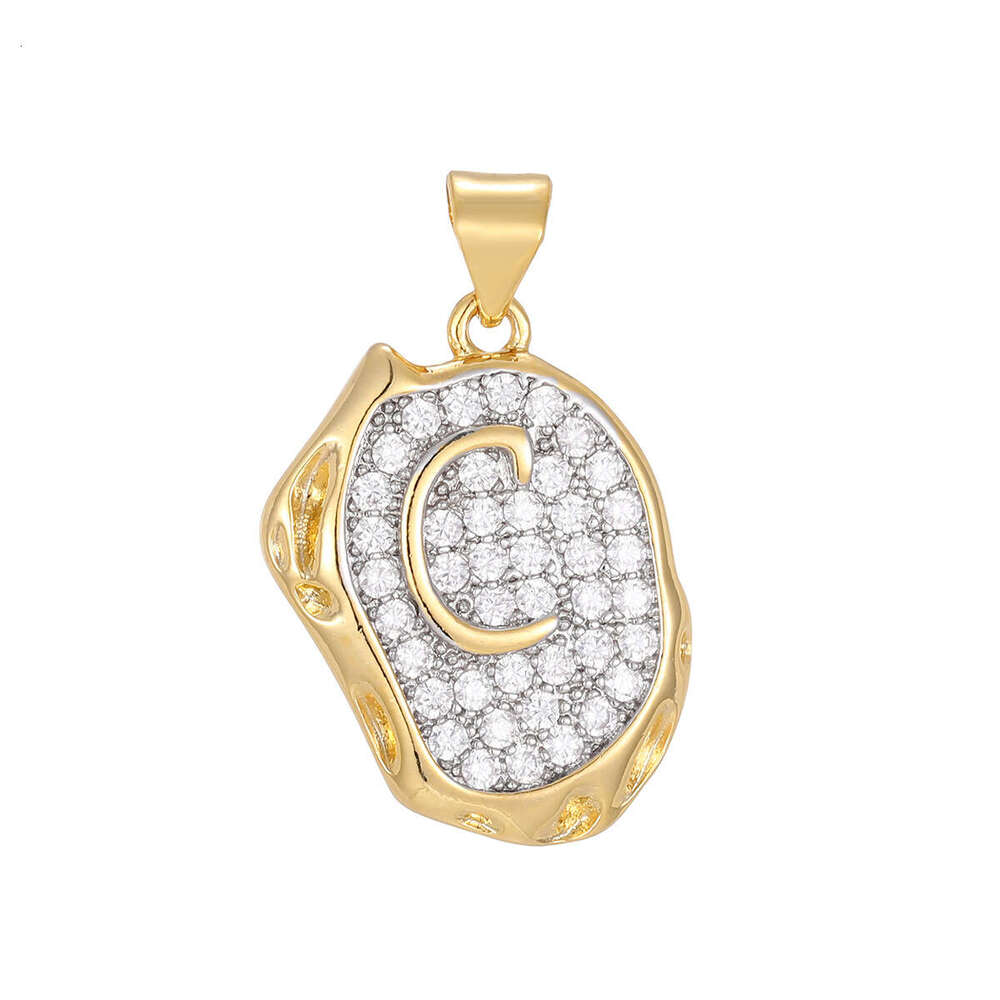 Cross-Border European and American Style Copper Plated Full Diamond 26 English Letters for Women Light Luxury High-End Sweater Chain Necklace Pendant