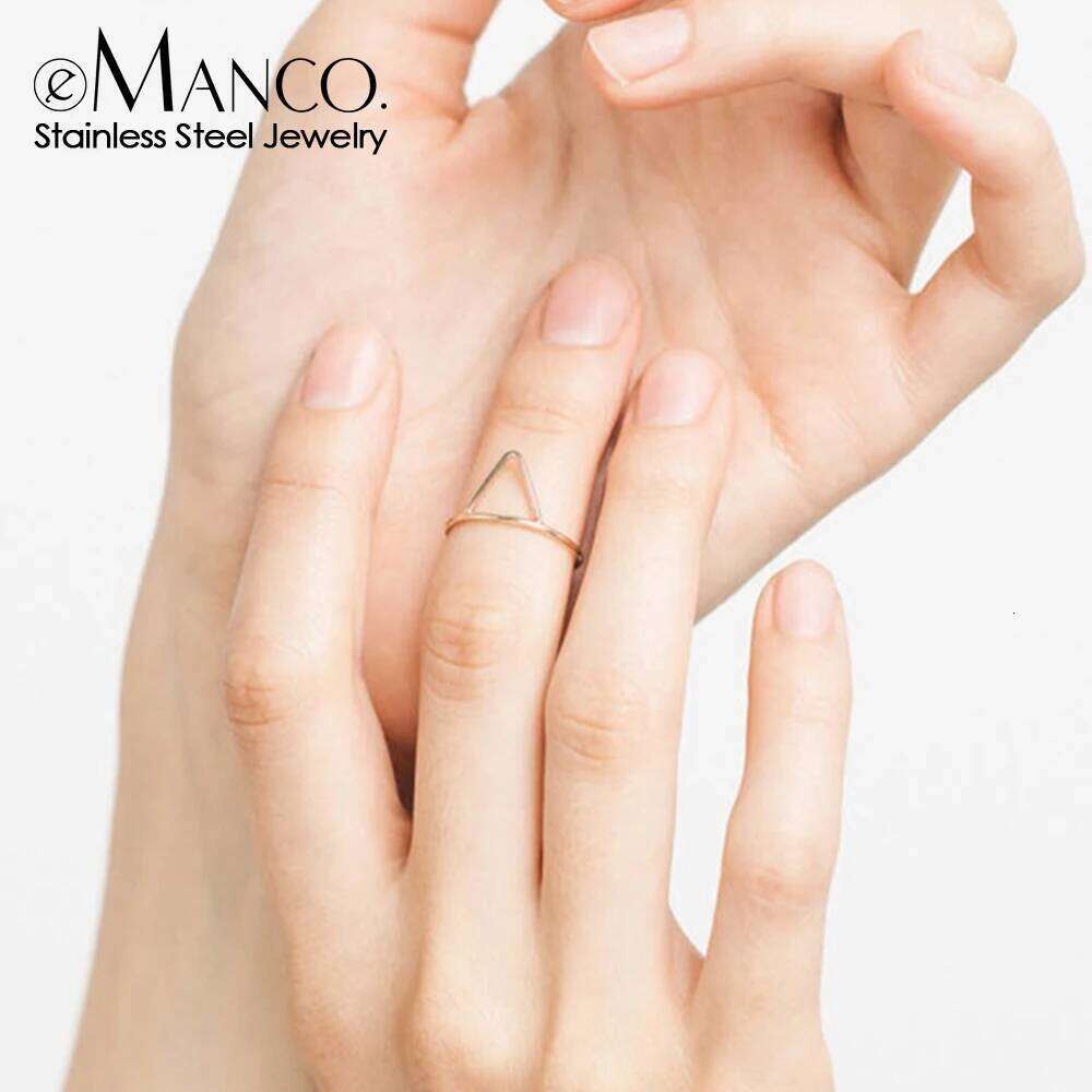 eManco Minimaliset Stainless Steel Geometric for Women Punk Ring Stackable Triangle Midi Rings Jewellery