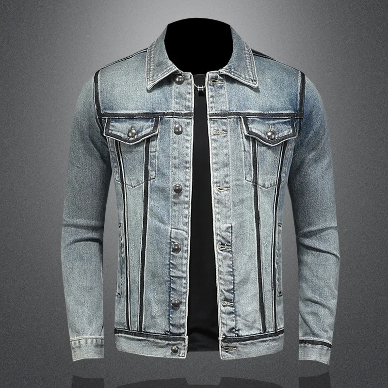 Spring Autumn Mens Vintage Motorcycle Denim Jacket Male American Retro High Quality Slim Fit Bomber Jeans Coat 251230