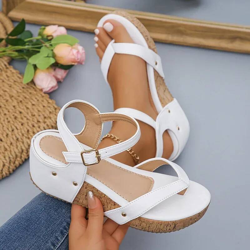 Ddmysheep Lucyever Clip Toe Platform Women Summer Buckle Strap Wedge Sandals Woman Thick Sole Non Slip Beach Sandalias Mujer casual shoes
