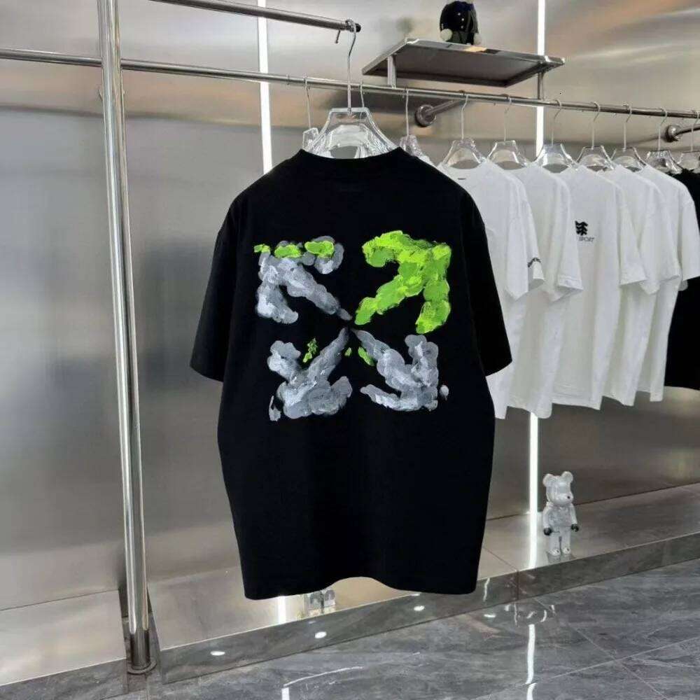 T Korean Trendy Brand Summer New Pure Cotton Short-sleeved Hand-painted Arrow Print Men's Women's Loose and Versatile T-shirt X260104