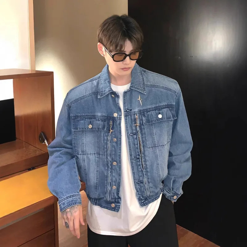 PFNW Metal Shoulder Pad Denim Jacket Mens Versatile Loose Washed Vintage Short Coat 2026 Spring 28L1243 251230