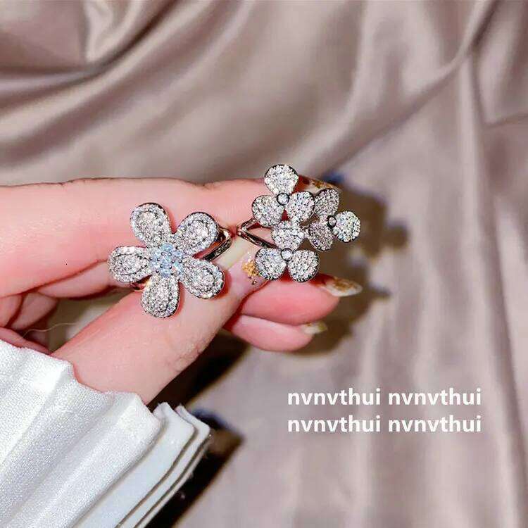Creative Simple Ladie Open 925 Silver - High Quality Engagement Bride Lady Jewelry Flower Ring for Women