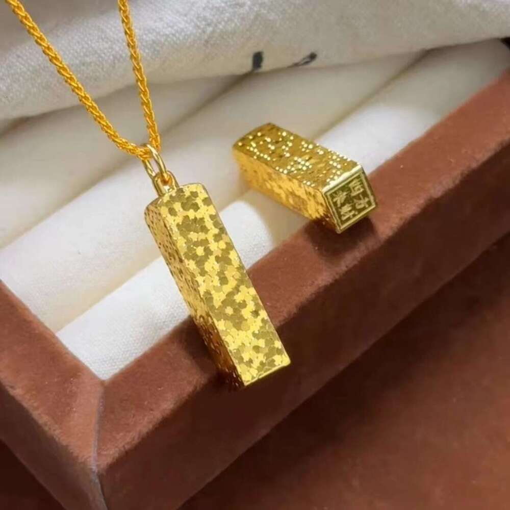 Sparkling Ice Cube Fortune Gold Bar Necklace for Women 2026 New Light Luxury High-end Clavicle Chain Custom Jewelry
