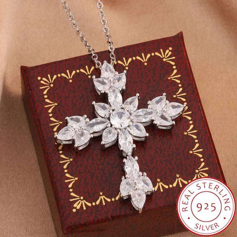 Elegant Cross Pendant Necklace for Women - Zircon Crystal Fashion Chain, Perfect Party & Christmas Jewelry Gift