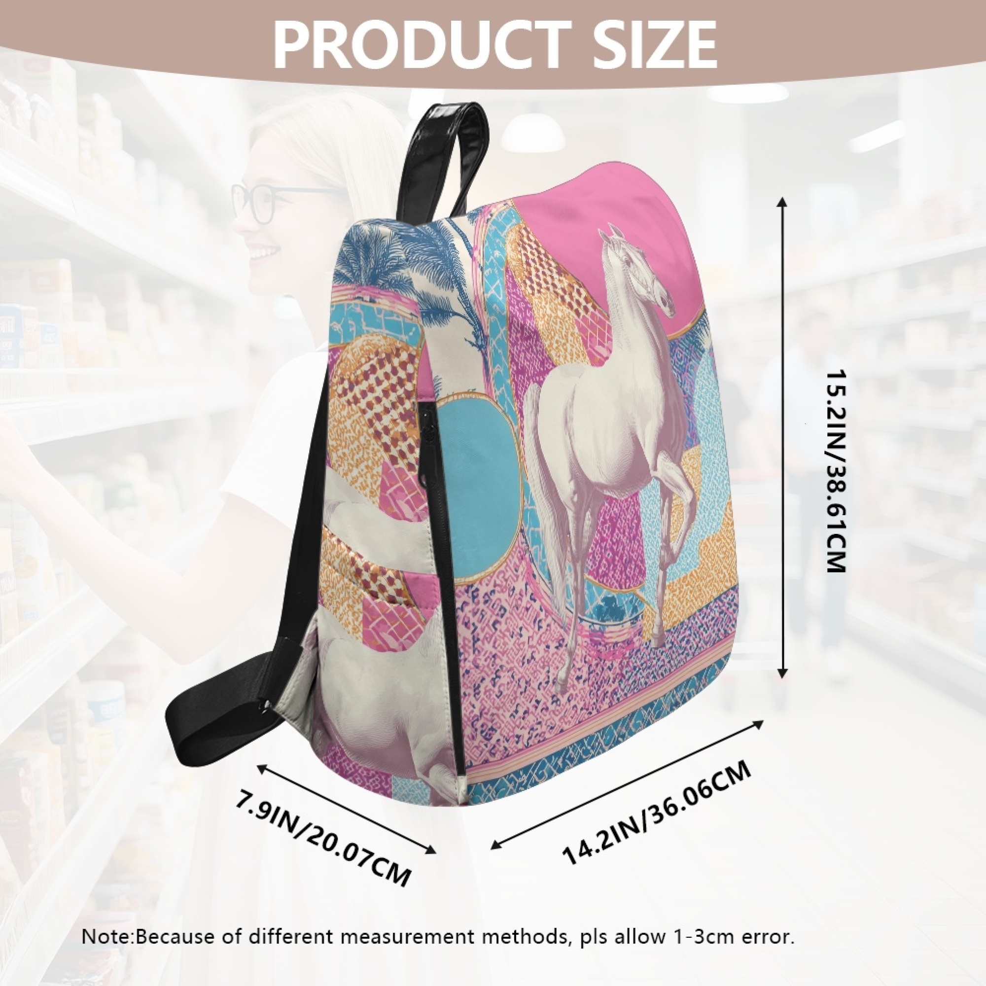Custom H Designer Fashion Anti Theft Backpack Luxury Horse Pattern Unisex Full Print Backpack Laptop Bag Travel Bag H61