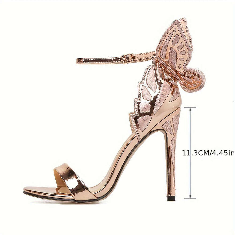 Large Design Take Flight Embroidered Butterfly High Heeled Sandals Women Gracefully Poised Perfect For Parties Formal MOJIDASHU