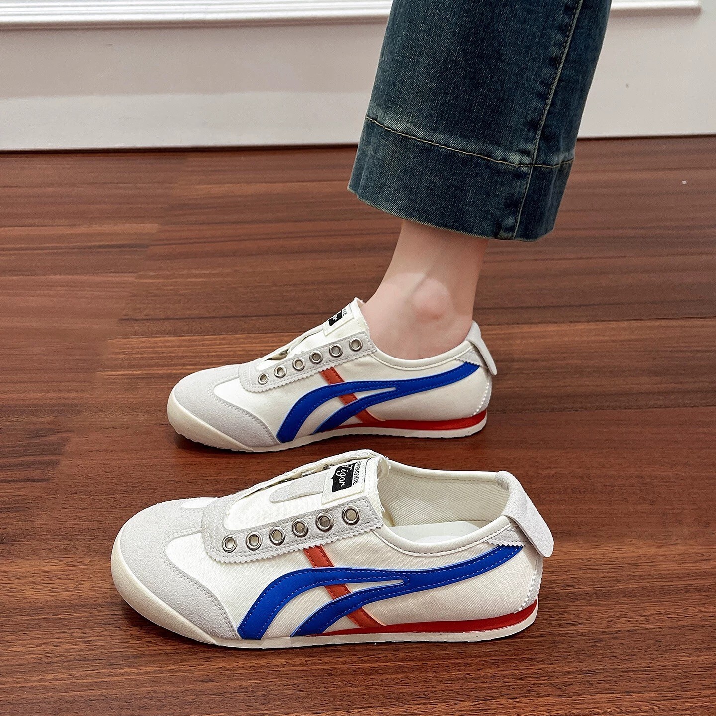 Ddmysports Flat Dexun Shoes For Women Soft Sole New Summer And Autumn Thin Slip On Casual Color Block Sports White Sneakers Outdoor Shoes